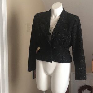 Cropped Blazer - White/Black - Size 11/12